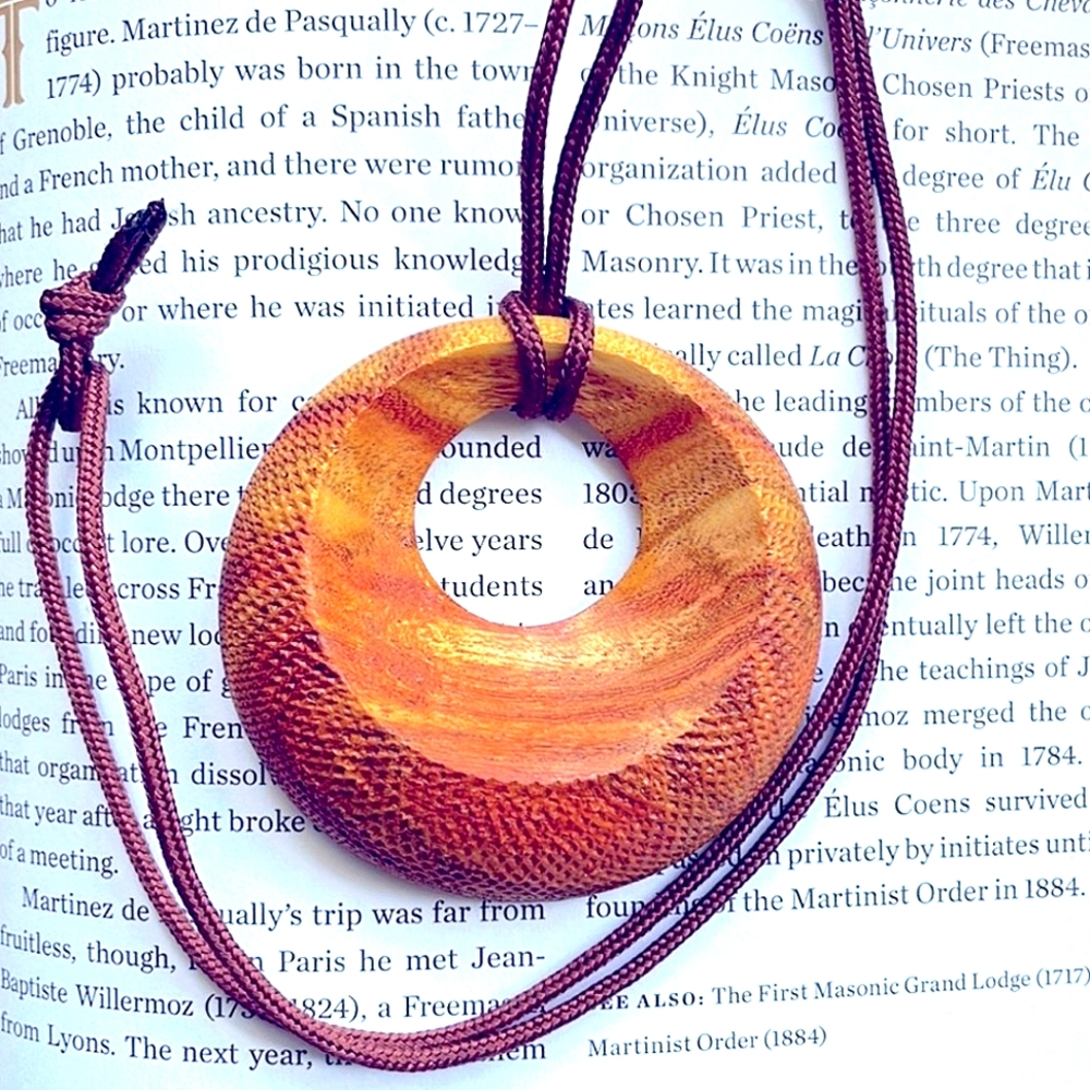 Beautiful Artisan Handcarved Honey Locust Wood Pendant Necklace